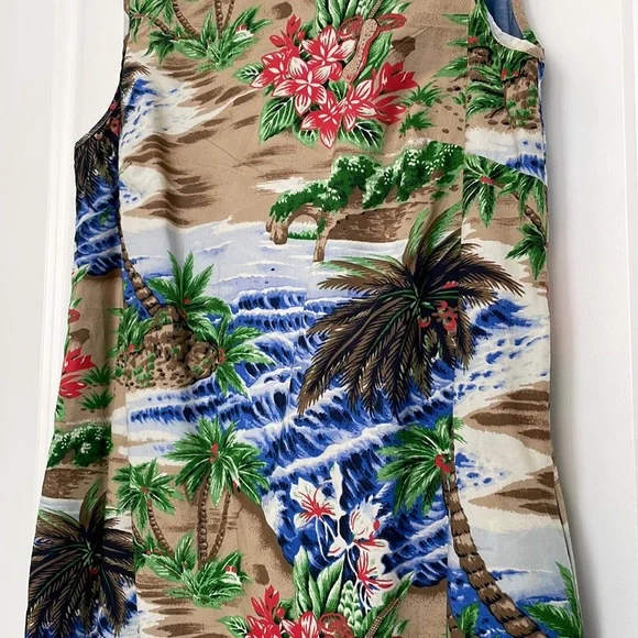 Talbots sleeveless beach print dress with pockets! Like new. - Picture 3 of 11